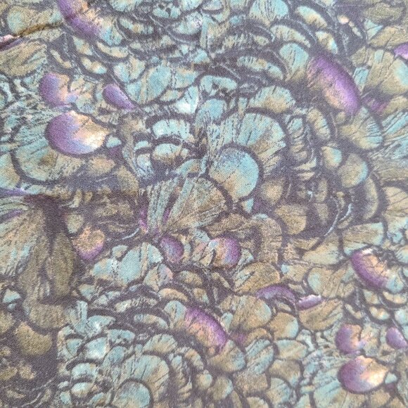 Calvin Klein Jeans Babydoll Blouse M Green Purple Floral V-Neck Tie Waist - Picture 7 of 10